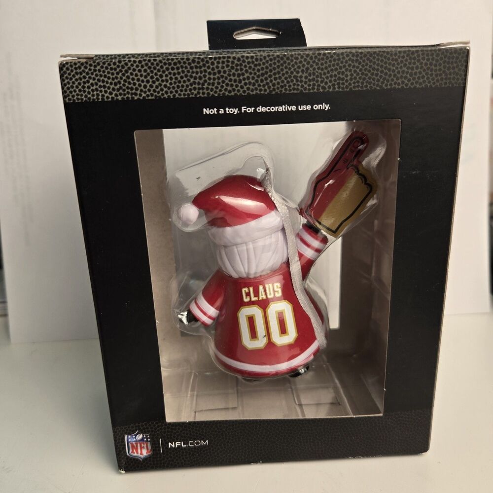 Hallmark SF 49ers Santa Fan 2-Sided NFL Black Box Christmas Ornament NIB - Picture 2 of 6